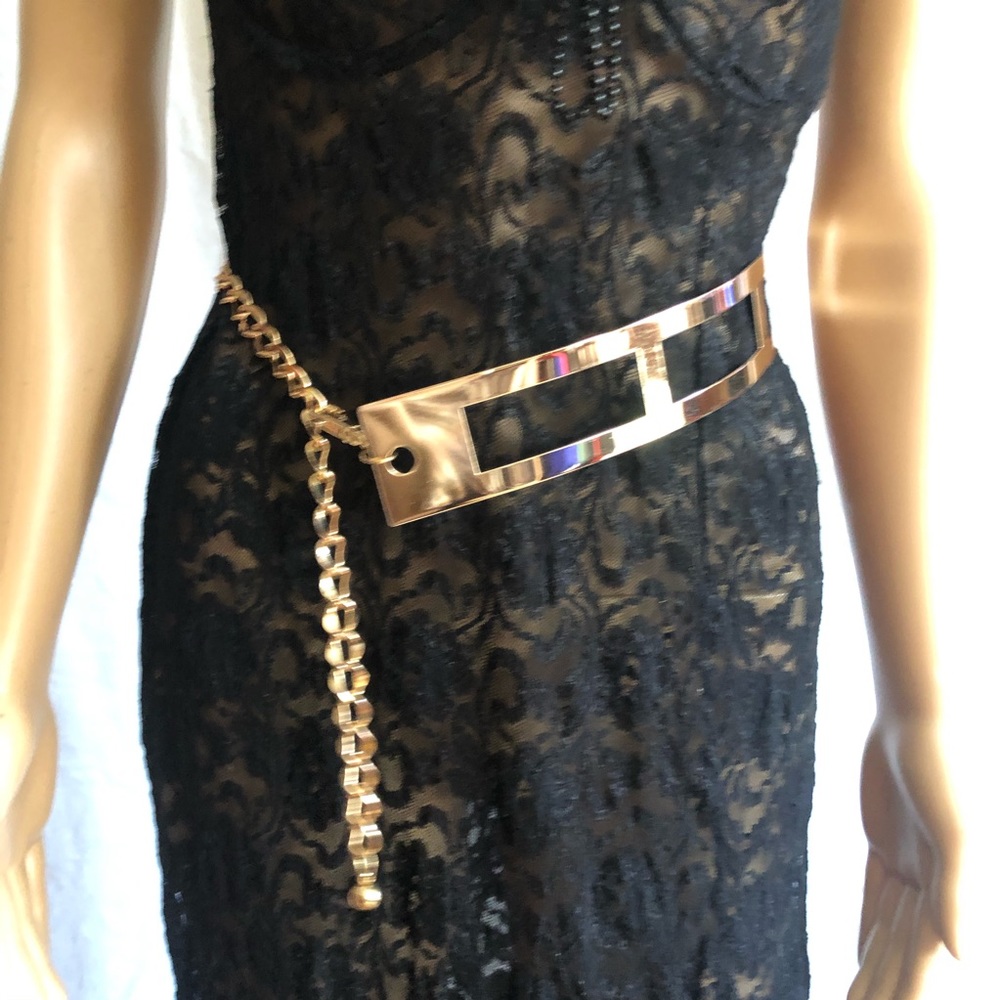 Vintage Gold Retro Unique Rectangular Square Belt - image 4